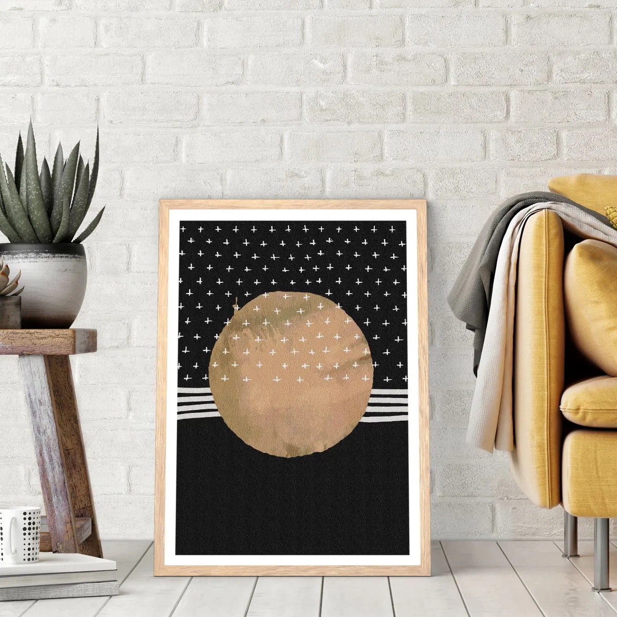 Poster in light oak frame - Composition: Flag of Galaxy - 40x50 cm