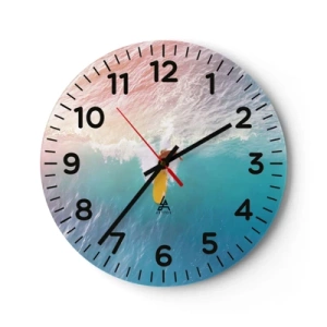 Wall clock - Clock on glass - Ocean Rider - 40x40 cm