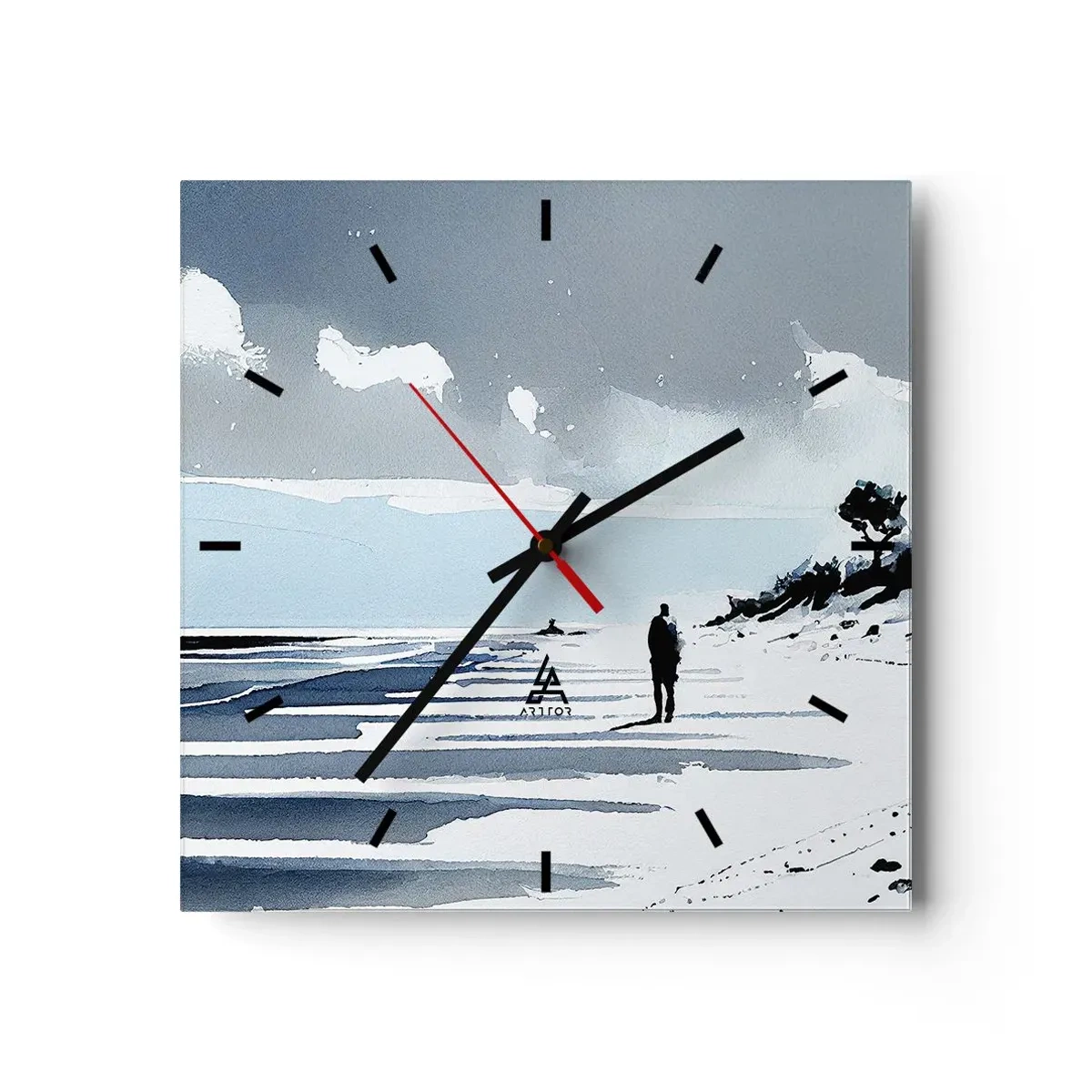 Wall clock - Clock on glass - All Alone - 30x30 cm