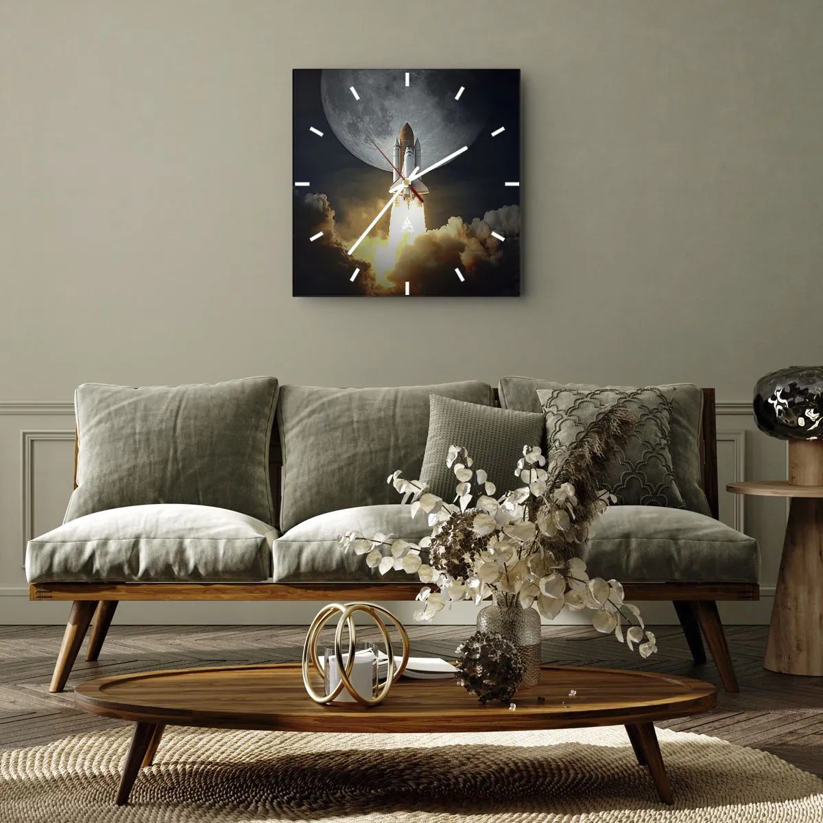 Wall clock - Clock on glass - Beginning of Unearthly Adventure - 40x40 cm