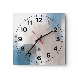 Wall clock - Clock on glass - Pink Abstract with a Blue Curtain - 40x40 cm
