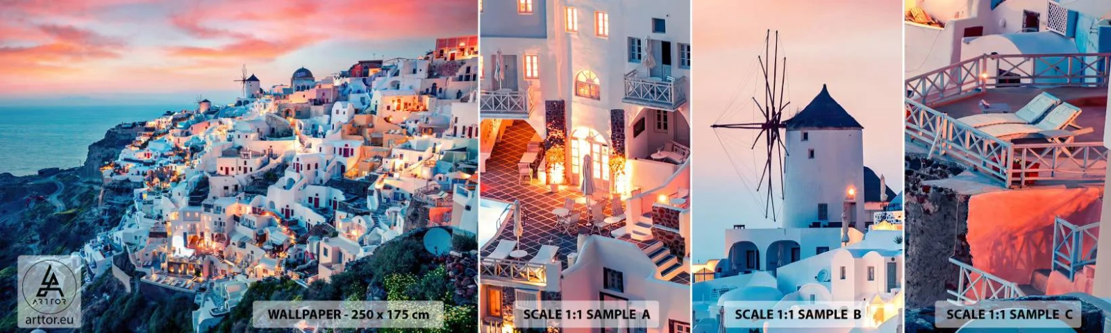 Photo Wallpaper Sample Standard Eco - Your Big Greek Holidays - Landscape, Greece, Santorini - 100x30 cm
