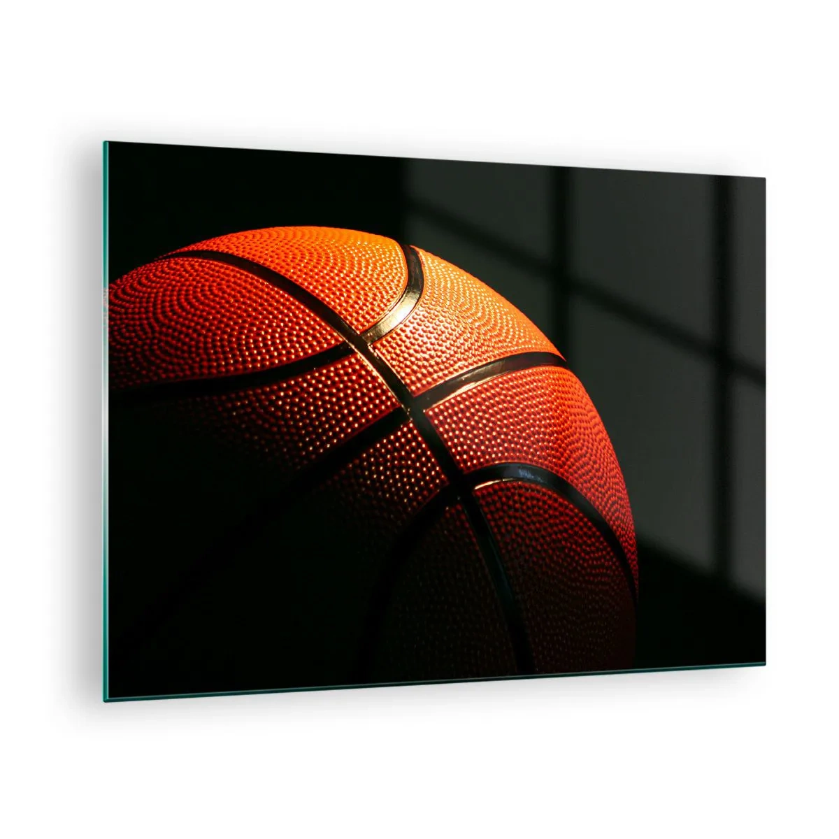 Glass picture - Orange basketball on a dark background - 70x50cm - Beautiful Like a Planet - Modern wall decoration for the living room and bedroom ARTTOR