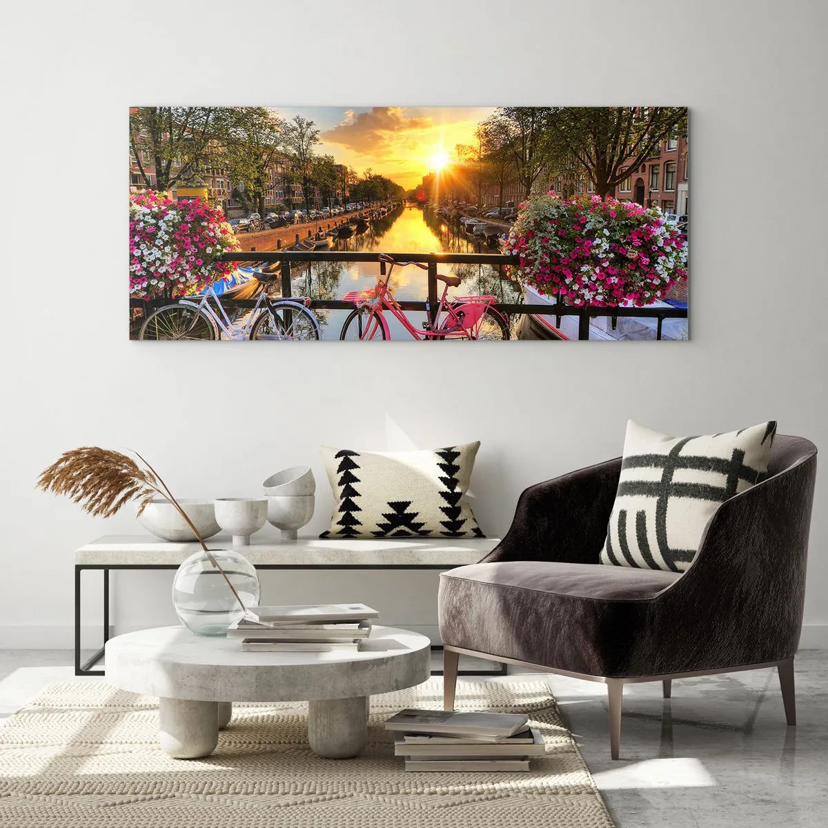 Glass picture - Spring Morning in Amsterdam - 140x50 cm