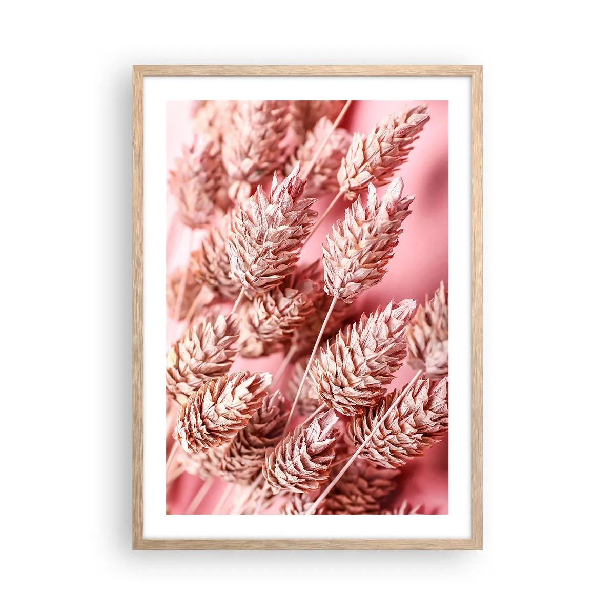 Poster in light oak frame - Flowery Cascade in Pink - 50x70 cm