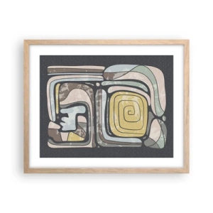 Poster in light oak frame - Abstract in Precolumbian Style  - 50x40 cm
