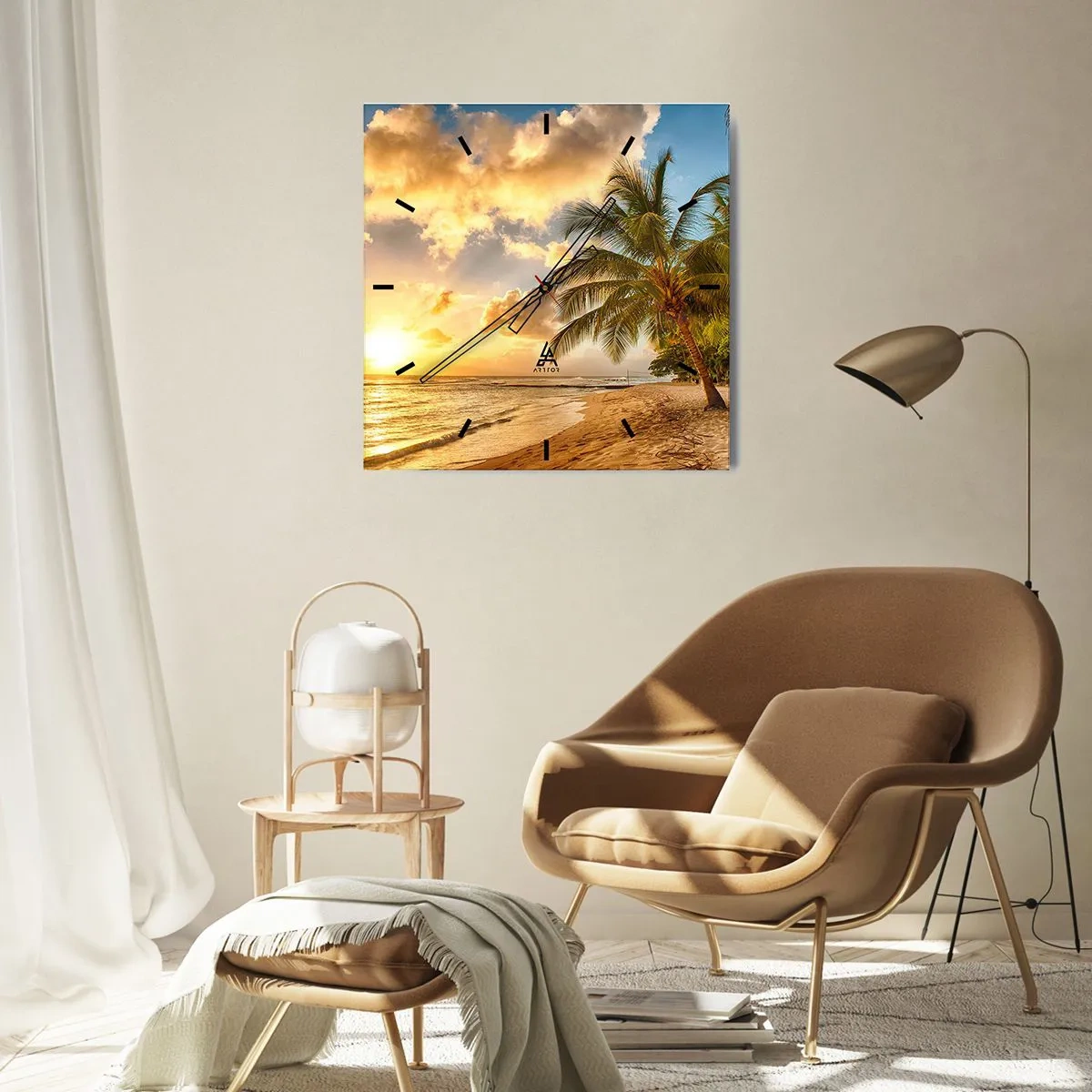 Wall clock - Clock on glass - Eternal Summer, Always Holidays - 30x30 cm