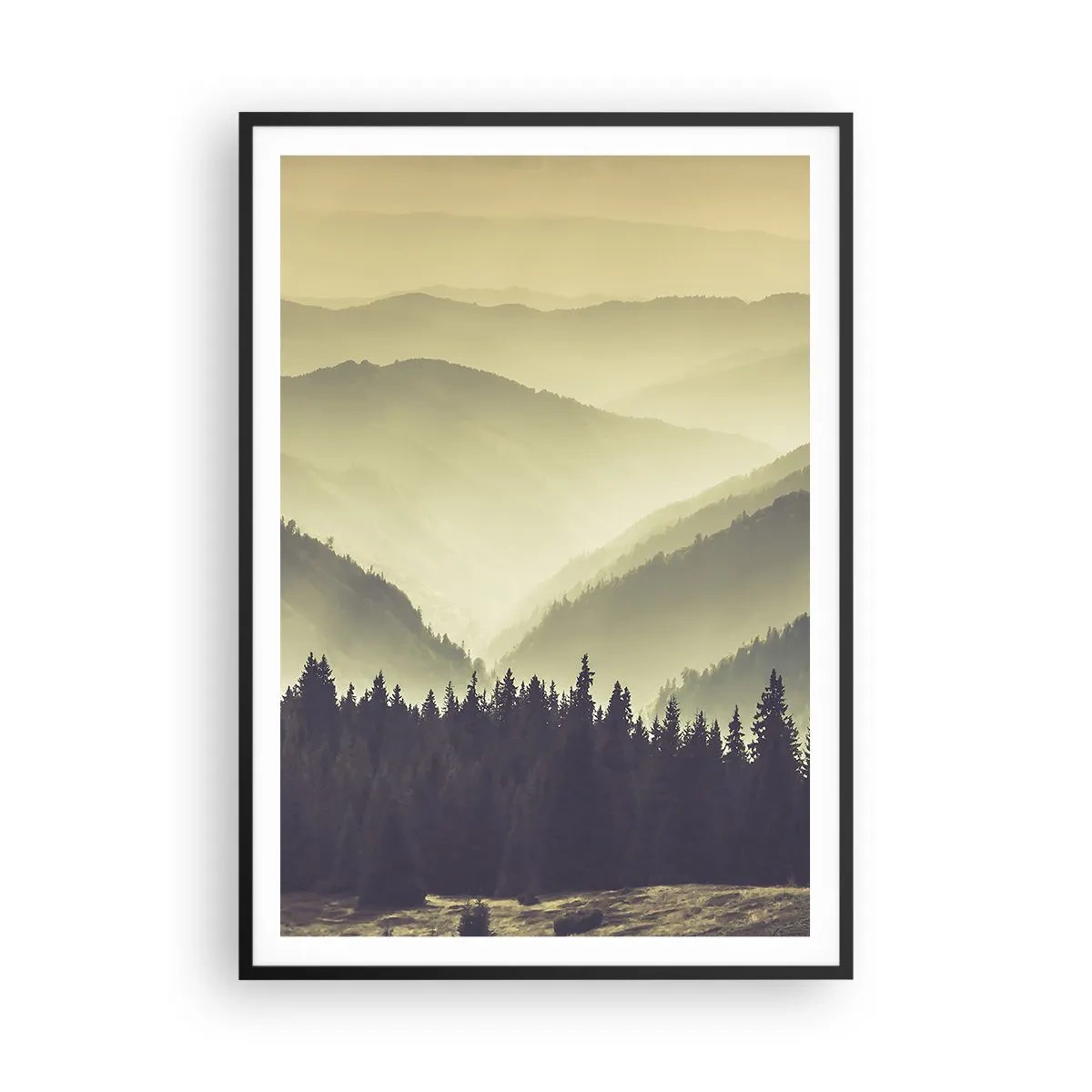 Poster in black frame - In a Faraway Land, Past the Mountains - 70x100 cm