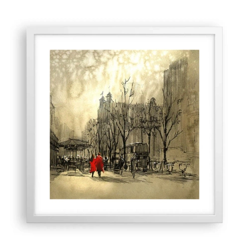 Poster in white frmae - A Date in London Fog - 40x40 cm