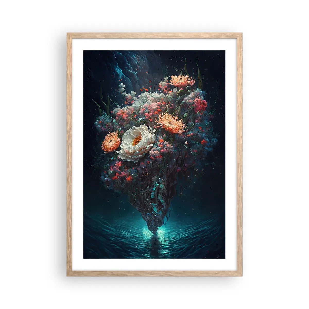 Poster in light oak frame - Strange Garden - 50x70 cm