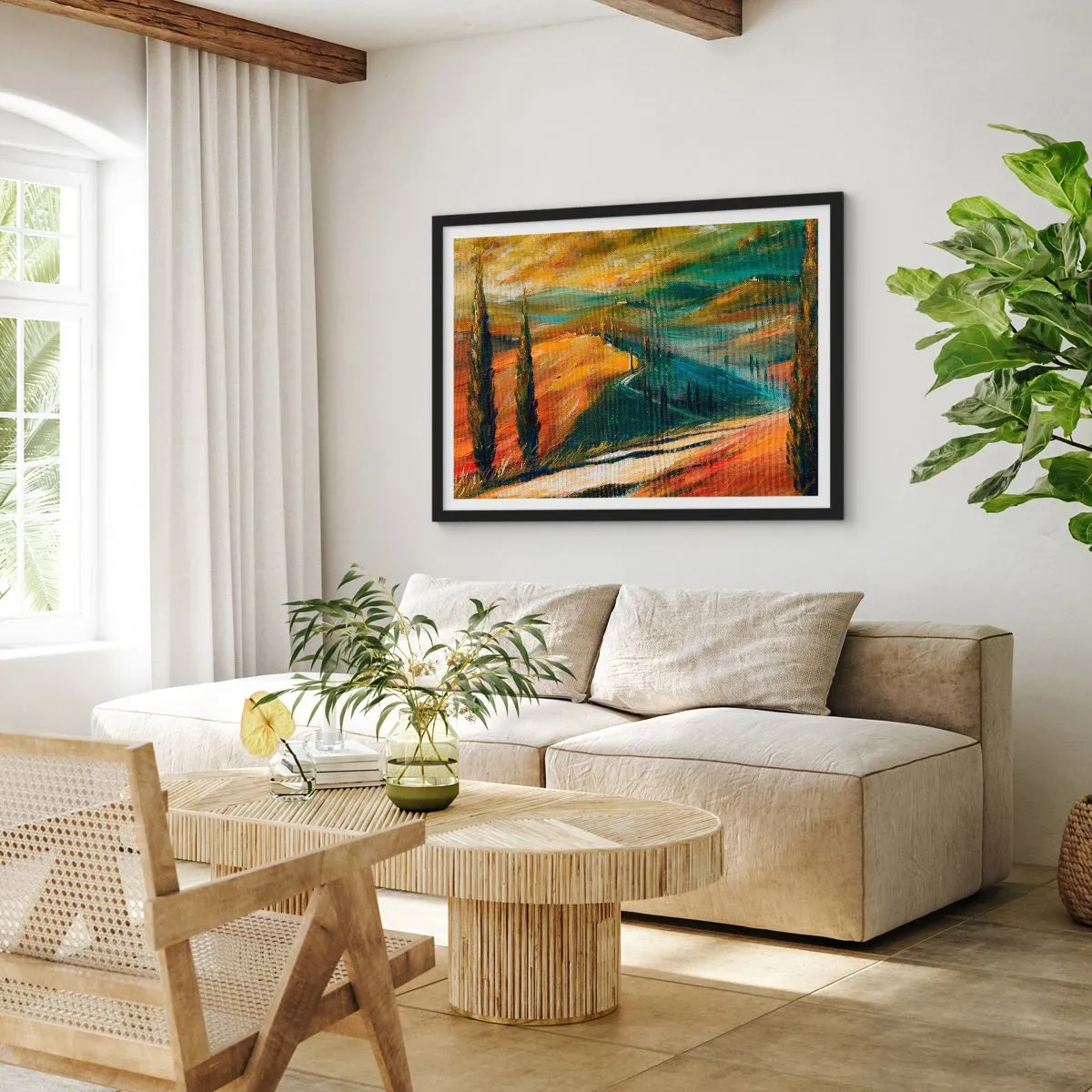 Poster in black frame - Tuscan Landscape - 70x50 cm