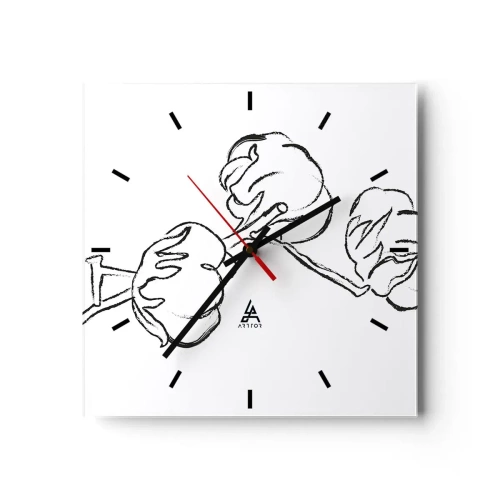 Wall clock - Clock on glass - Cotton Fluff - 30x30 cm