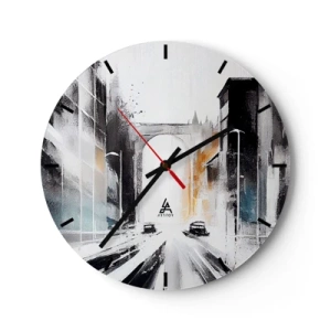 Wall clock - Clock on glass - Study of a City: Architecture and Movement - 40x40 cm