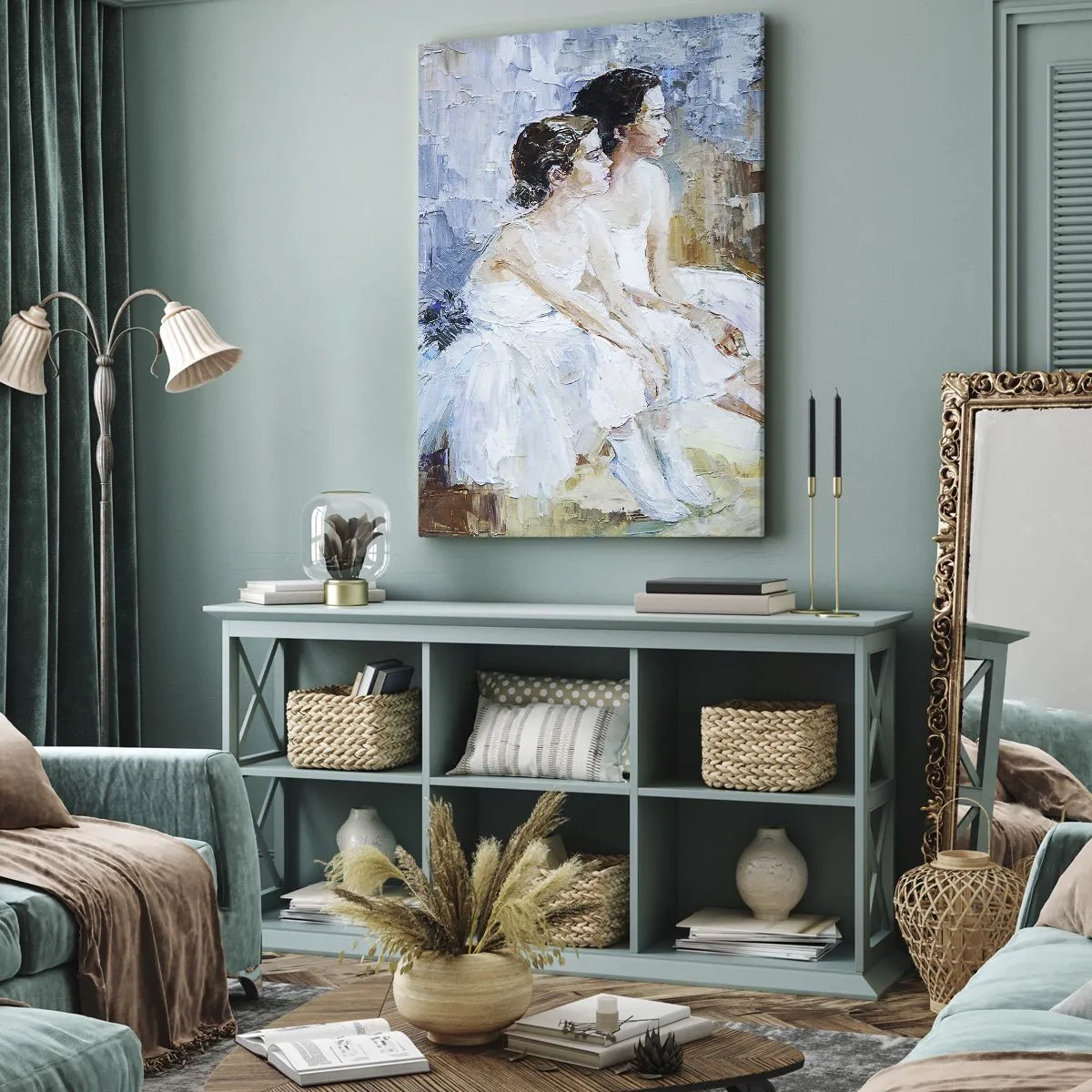 Canvas picture - Young Swans Resting - 45x80 cm