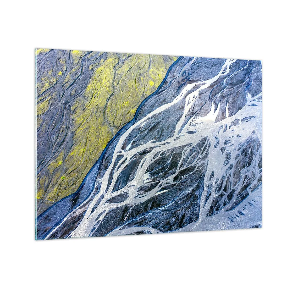 Glass picture - A bird's eye view of the earth's surface with winding streams - 70x50cm - Cave Paintings of Nature - Modern wall decoration for the living room and bedroom ARTTOR