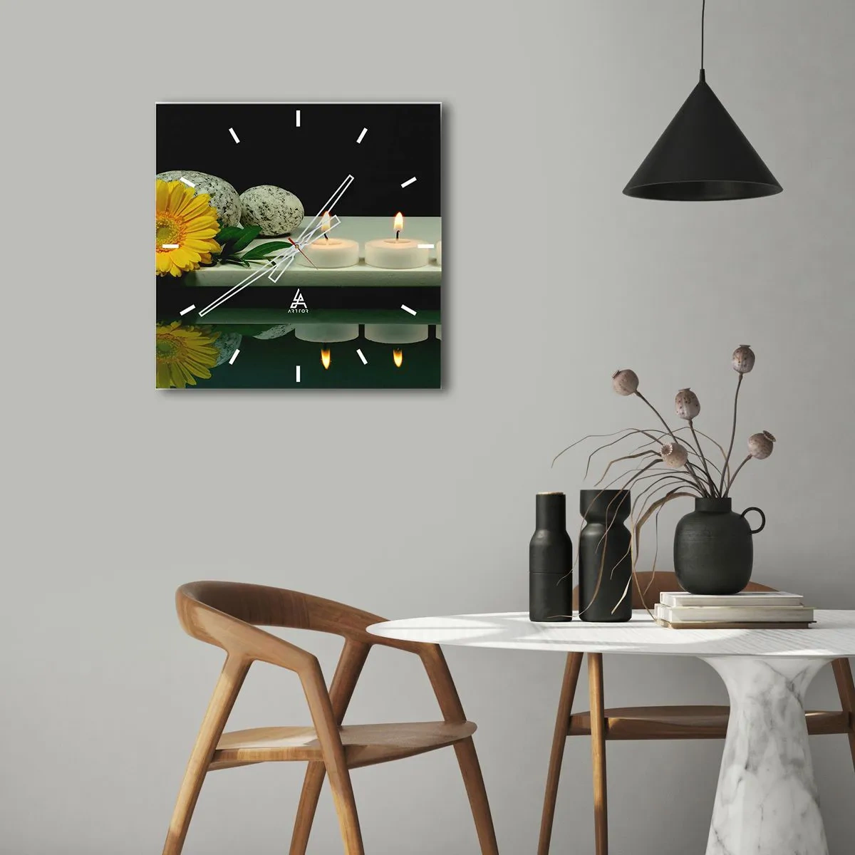 Wall clock - Clock on glass - Soothing of the Senses - 30x30 cm