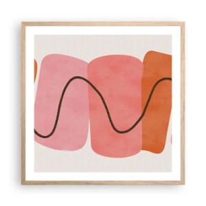 Poster in light oak frame - Gentle Movement of forms - 60x60 cm