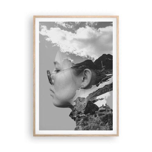 Poster in light oak frame - Cloudy Portrait - 70x100 cm