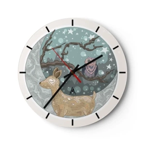 Wall clock - Clock on glass - Fairytale Night in a Forest - 40x40 cm
