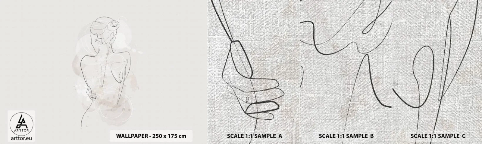 Photo Wallpaper Sample Premium Canvas - Like a Sensitive Instrument - Woman, Body, Graphics - 100x30 cm
