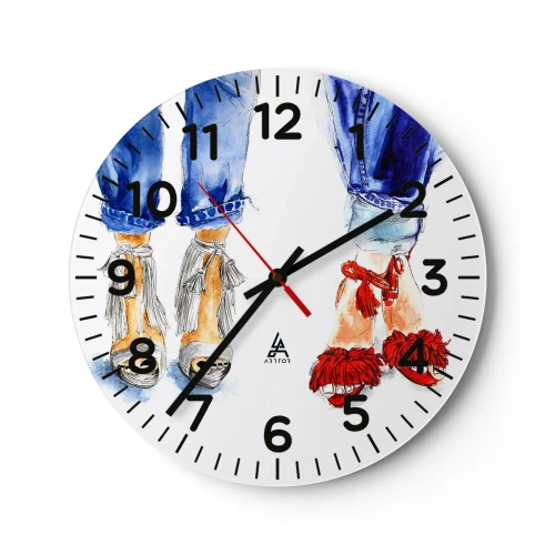 Wall clock - Clock on glass - Shall We Go for a Walk? - 30x30 cm