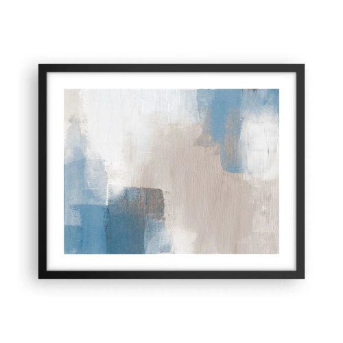 Poster in black frame - Pink Abstract with a Blue Curtain - 50x40 cm