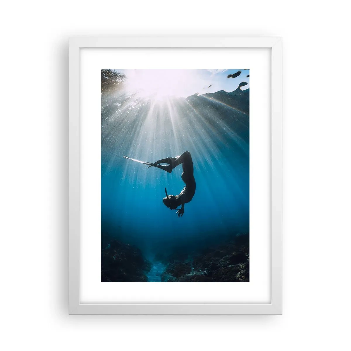 Poster in white frmae - Underwater dance - 30x40 cm