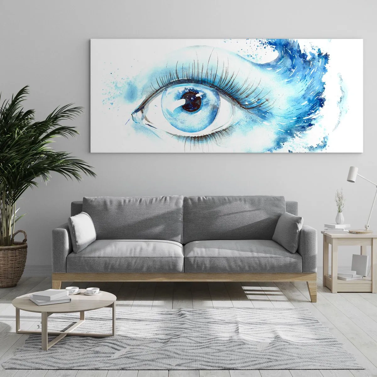 Glass picture - Immerse in those Blue Eyes - 100x40 cm