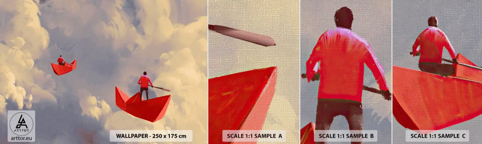 Photo Wallpaper Sample Premium Canvas - Dream Trip - Abstraction, Fantasy, Origami - 100x30 cm