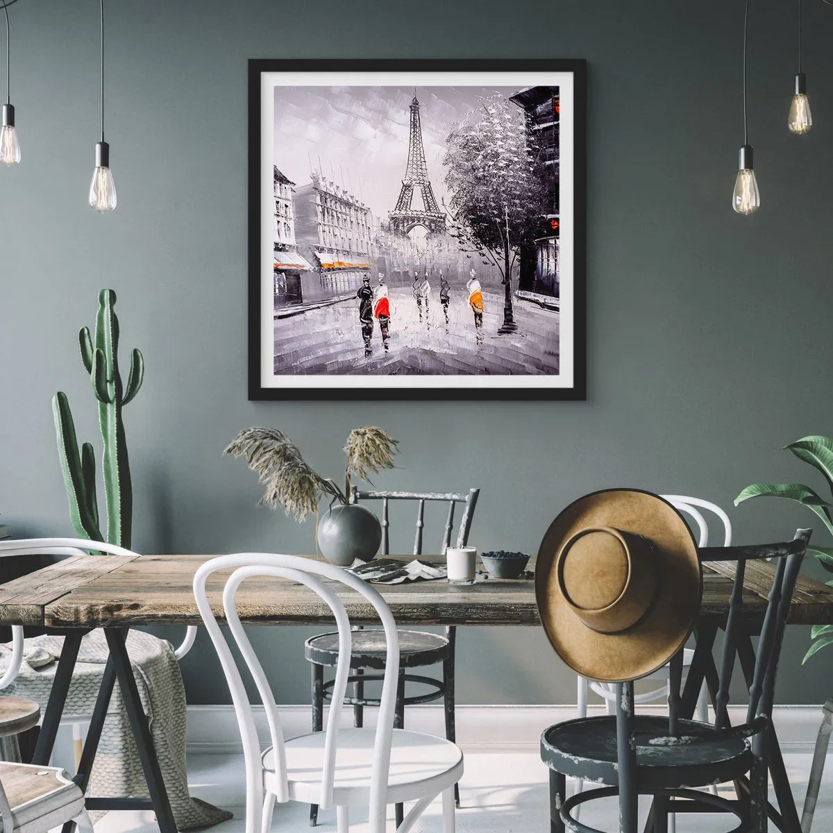 Poster in black frame - Parisian Walk - 30x30 cm