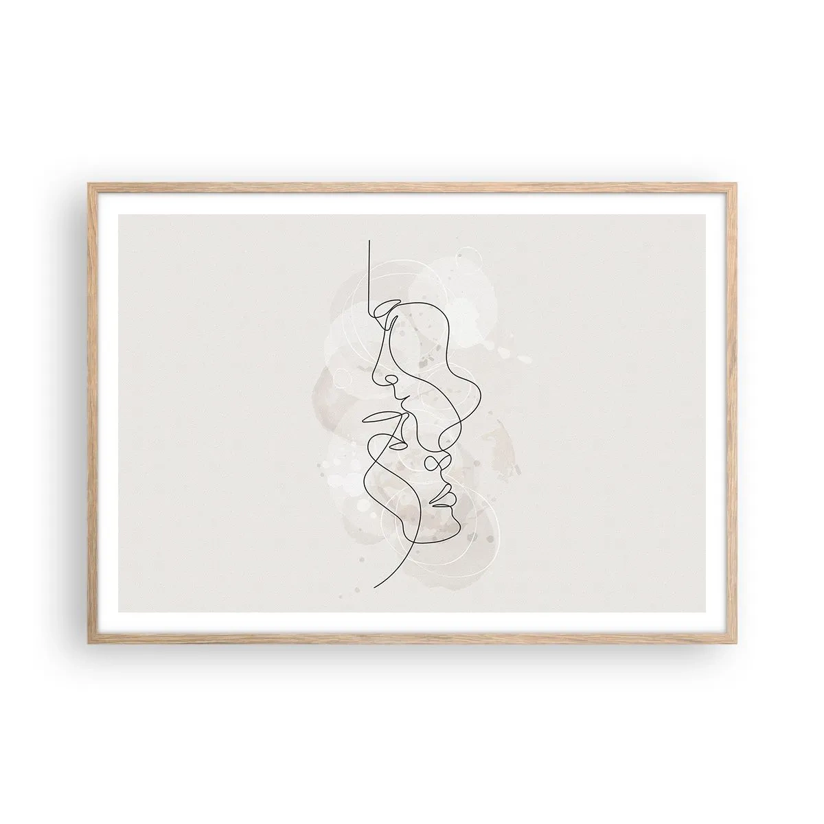 Poster in light oak frame - Tangled up in an Embrace - 100x70 cm