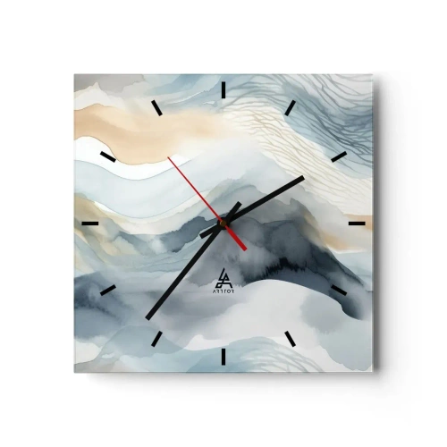 Wall clock - Clock on glass - Snowy and Foggy Abstract - 40x40 cm