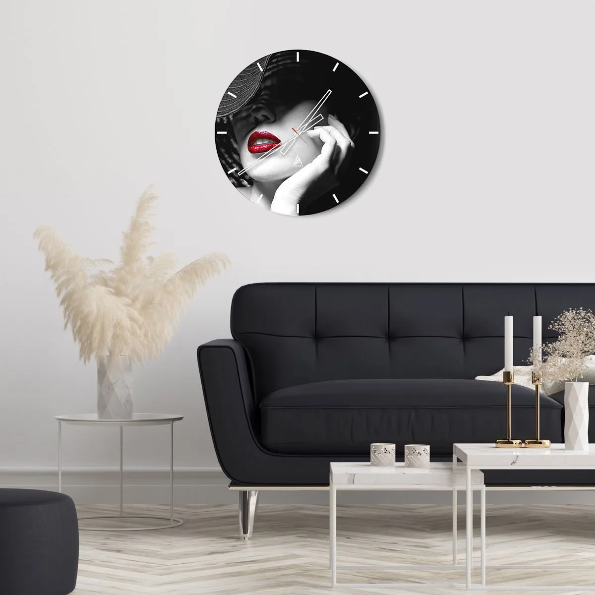 Wall clock - Clock on glass - Study in Scarlet - 40x40 cm