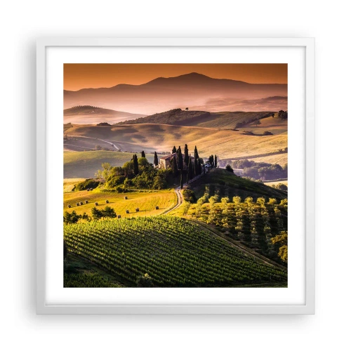 Poster in white frmae - Arcadia - Tuscan Landscape - 50x50 cm