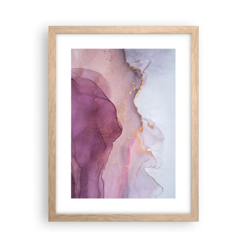 Poster in light oak frame - Waves of Violet and Purple - 30x40 cm