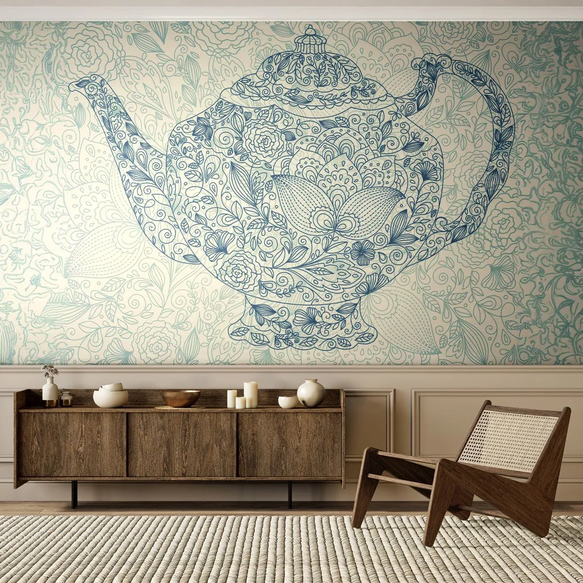 Photo Wallpaper Premium Canvas - Charm of Tea - Pitcher, Tea, Kitchen - 250x175 cm