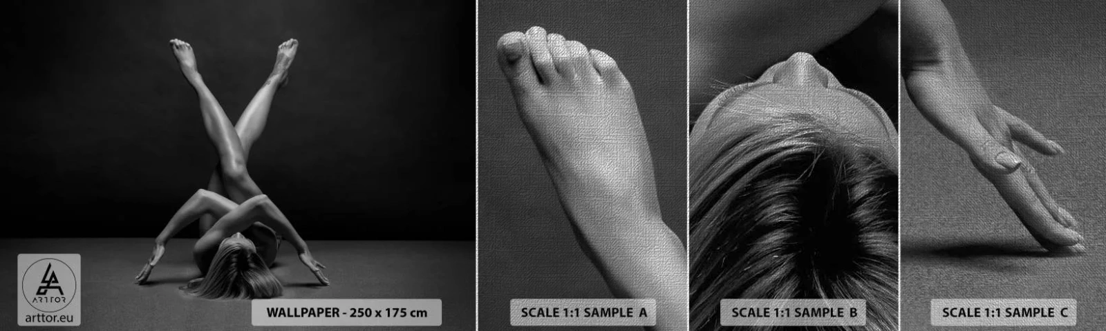 Photo Wallpaper Sample Premium Canvas - Geometry of Nakedness - Woman, Piece, Body - 100x30 cm