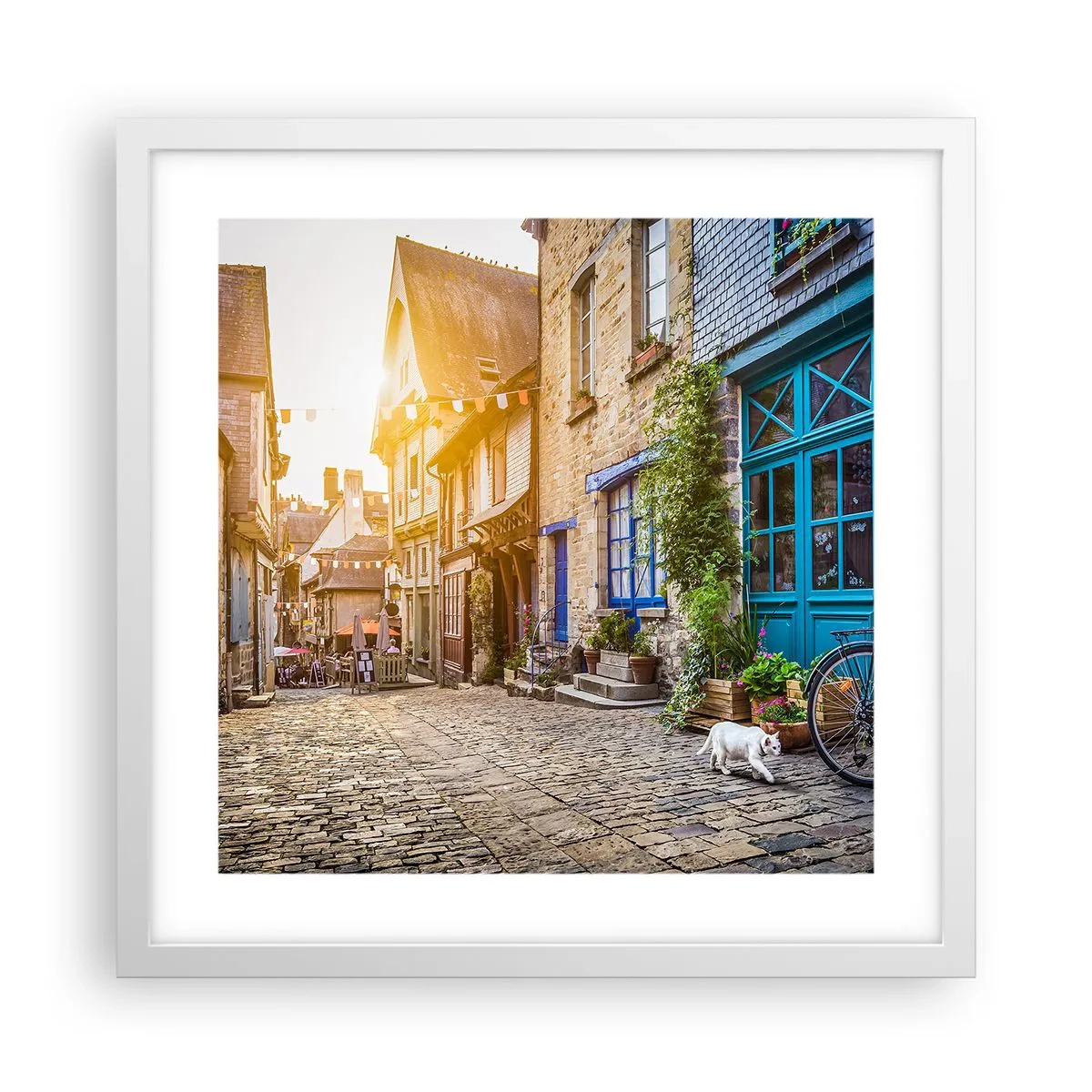 Poster in white frmae - White Spirit of a Town - 40x40 cm