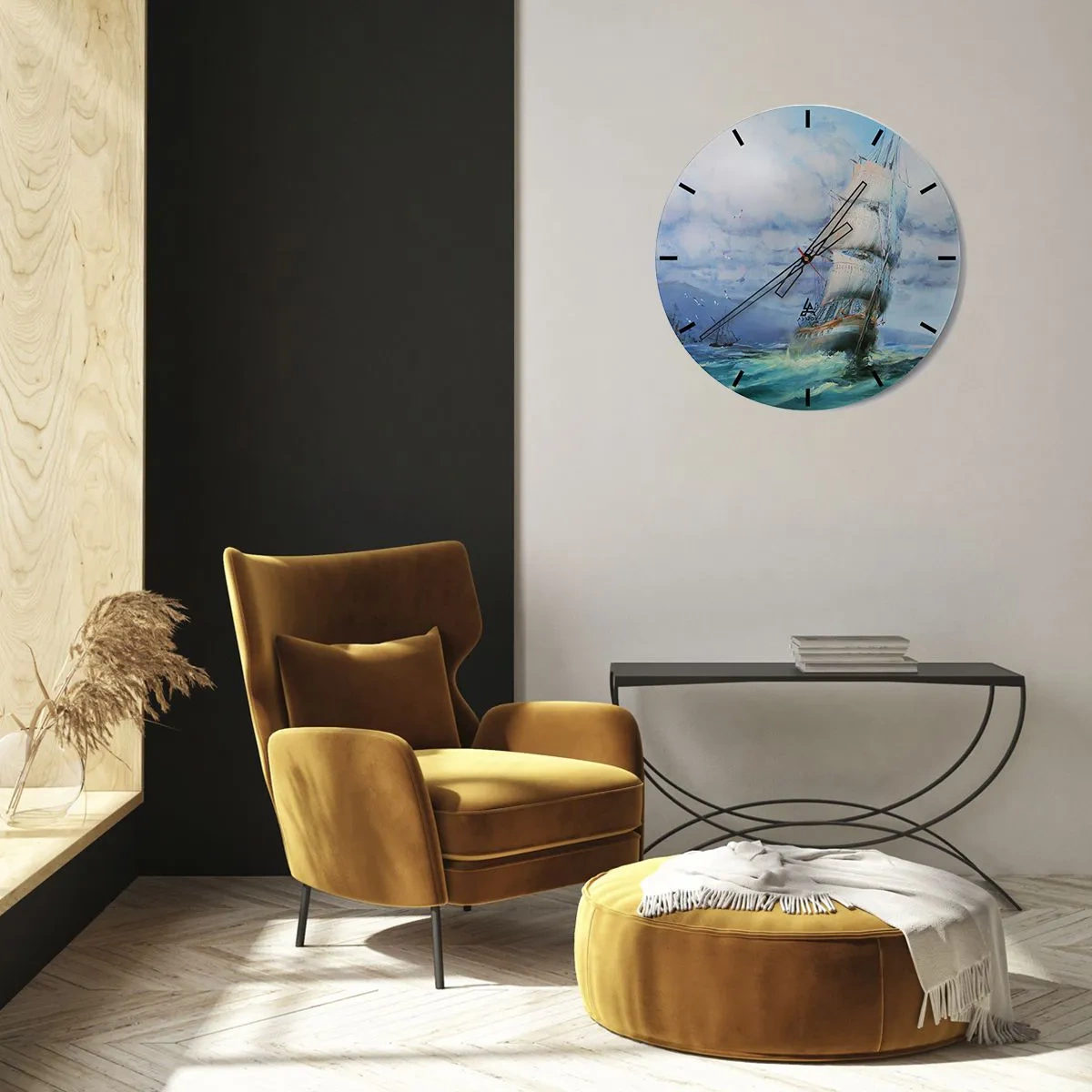 Wall clock - Clock on glass - Happy Winds - 40x40 cm