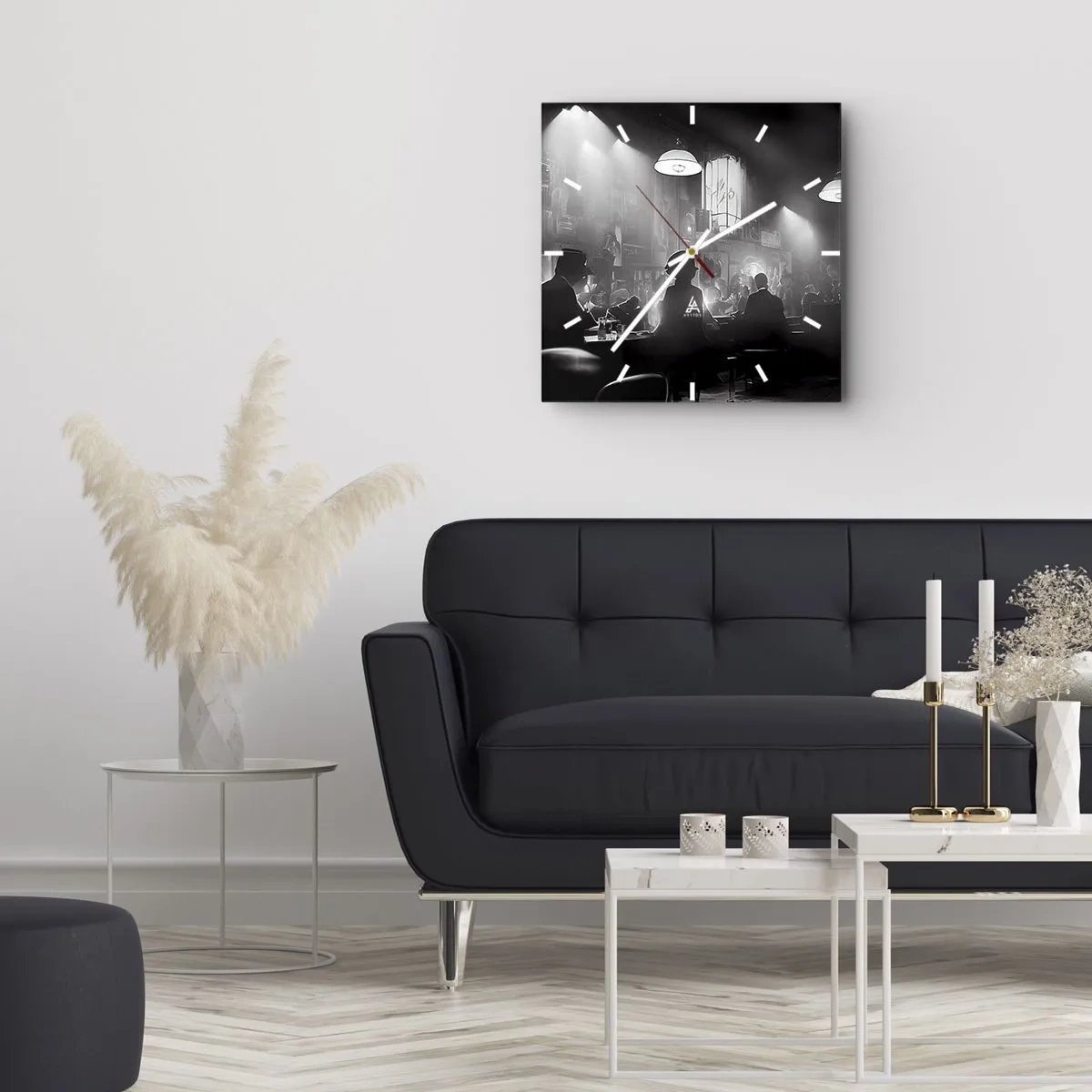 Wall clock - Clock on glass - In Jazz Ambiance - 40x40 cm