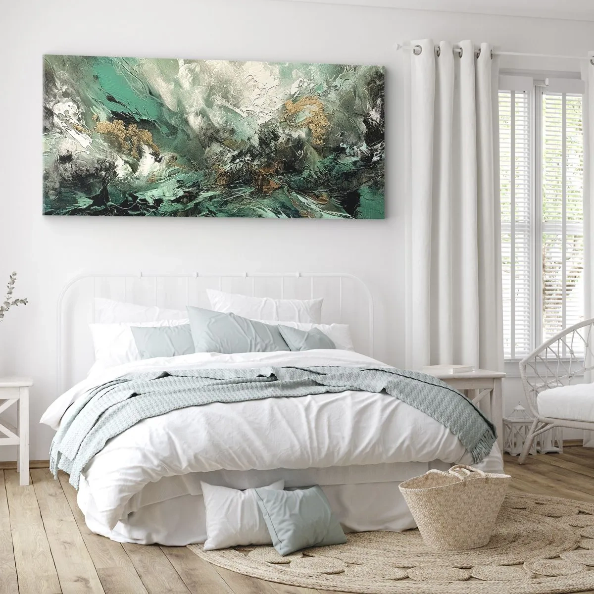 Canvas picture - Emerald and Black Lump - 120x50 cm