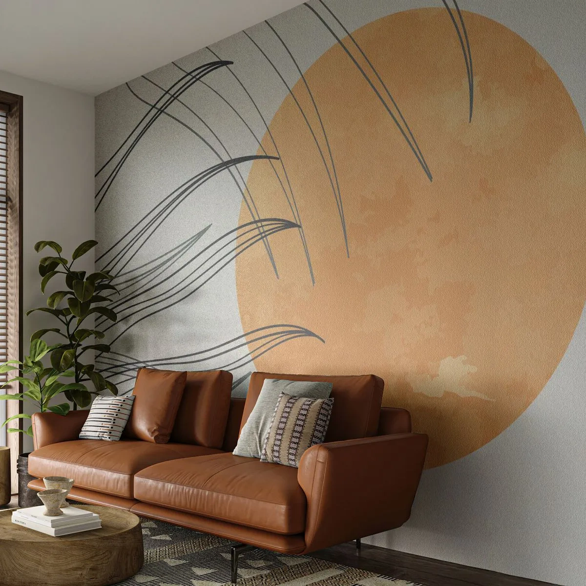 Photo Wallpaper Premium Canvas - Always Towards the Sun - Sun, Minimalism, Piece - 500x350 cm