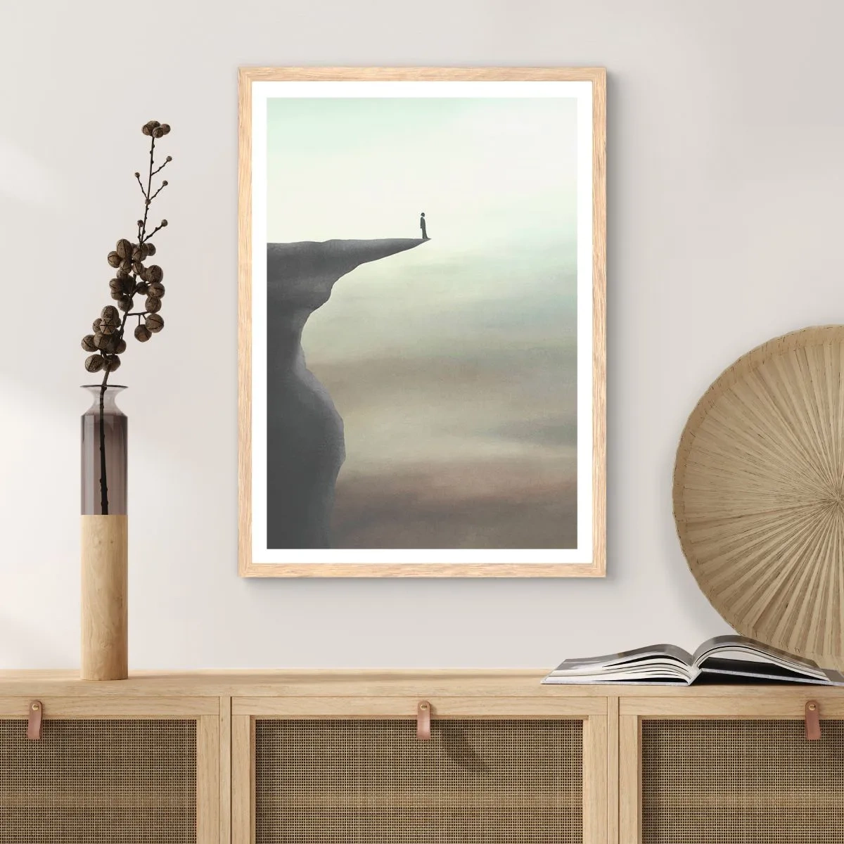 Poster in light oak frame - Upwards, Naturally! - 70x100 cm