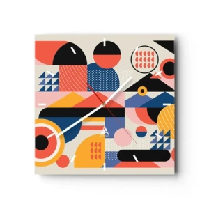 Wall clock - Clock on glass - Composition: Have Fun - 40x40 cm