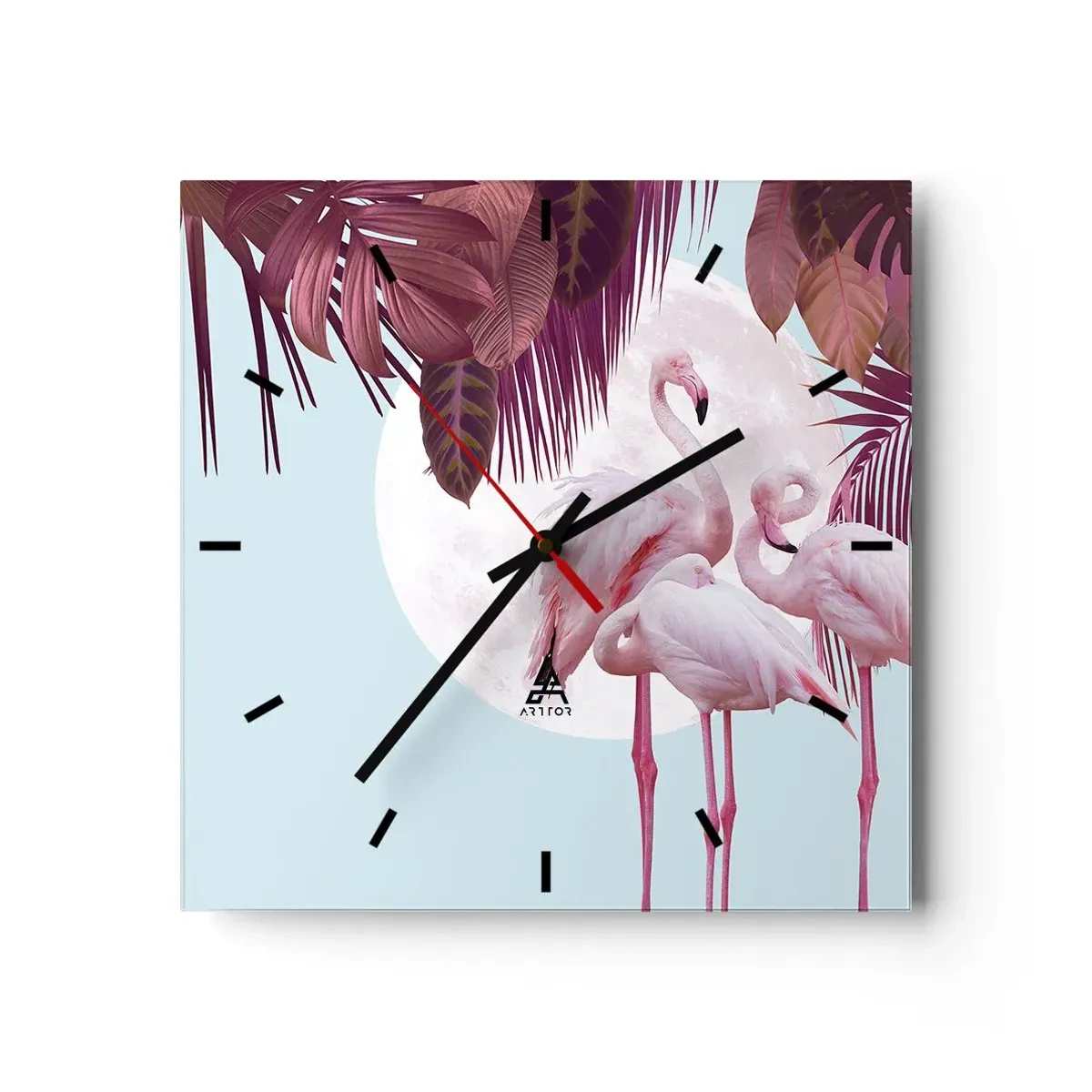 Wall clock - Clock on glass - Three Bird Graces - 30x30 cm