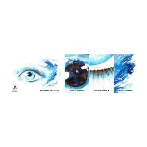 Photo Wallpaper Sample Self-Adhesive Deluxe Sticker - Immerse in those Blue Eyes - Abstraction, Eye, Piece - 100x30 cm