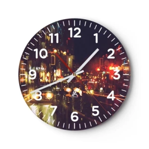 Wall clock - Clock on glass - Drowned in City Lights - 30x30 cm