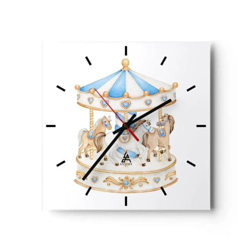 Wall clock - Clock on glass - Sweet Childhood - 30x30 cm