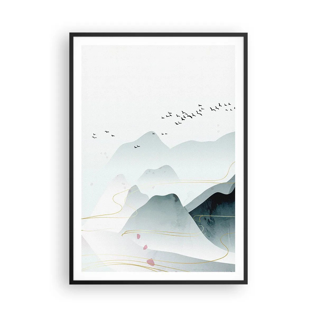 Poster in black frame - Over the Peaks - 70x100 cm