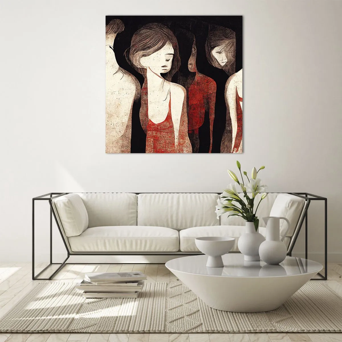 Glass picture - Madonnas from Darkness - 60x60 cm